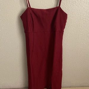 Maroon and White Striped Bodycon
